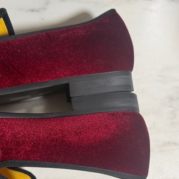 EUC Red Velvet Loafers with Gold Accent - Picture 11 of 12